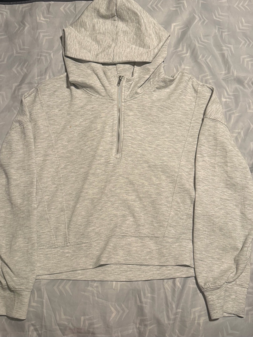 Classic Half-Zip Hooded Pullover Sweater in Light Heather Gray
